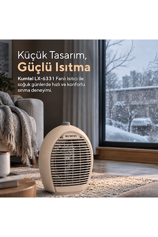 Kumtel LX-6331 2000 W Elektrikli Fanlı Isıtıcı Krem