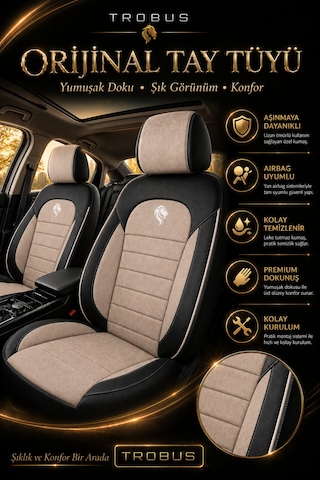 Audi Q7 2006-2015 Uyumlu Lion Serisi Bej Siyah Bej Oto Koltuk Kılıfı 97992690