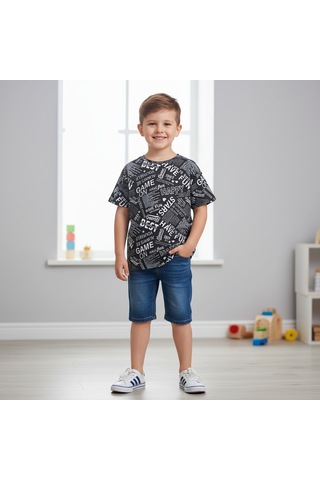 Bonbon Çocuk Baskılı Siyah Renk Tshirt Cb1027