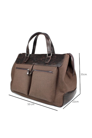 Kahverengi Seyahat Çantası Spor Çanta Kanvas Kumaş El Valizi Kahverengi