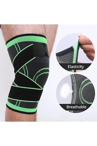 Jl Erkekler Kadınlar Spor Diz Desteği Sıkıştırma Kolları Eklem Siyah - Yeşil