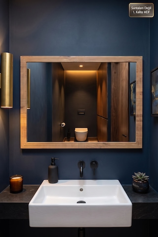 Antik Ahşap Yatay Dekoratif Ayna Banyo Oda Lavabo Wc Dresuar Koridor Konsol Mutfak Makyaj Boy Aynası 76x54 Yt-04 Çam