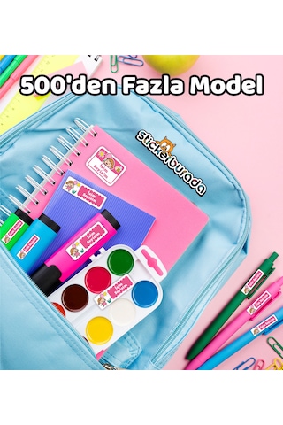 Tamirci Penguen Temalı Okul Kreş Kişiye Özel İsim Etiket Seti - Model 260 Çok Renkli