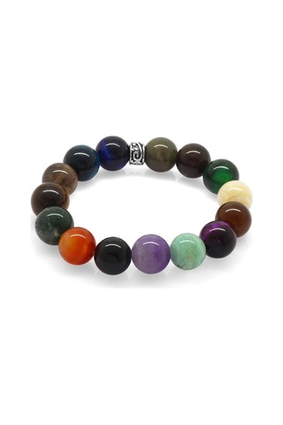 Tesbihane Küre Kesim Multicolor Doğaltaş Kombinli Çocuk Başarı Bilekliği Çok Renkli