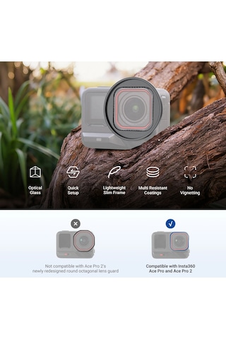 Neewer Insta360 Ace Pro 1/2 Uyumlu 49mm Filtre Adaptör Ve Lens Kapağı