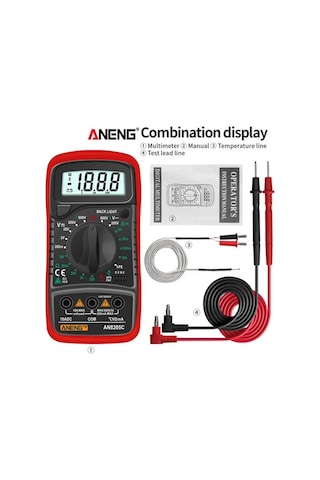 Aneng An8205c Dijital Multimetre Kırmızı