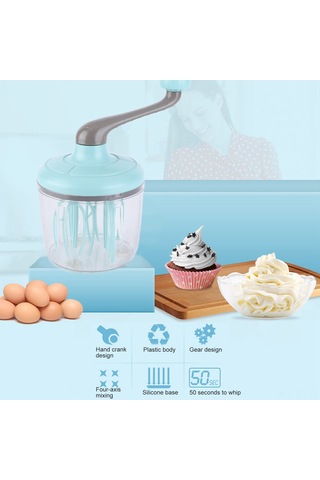 Youmex Ev Mutfak El Cranklı Krema Çırpıcı - 4 Eksenli Çırpma Çubukları, Dökme Dirençli Taban, Kesilebilir Koltuk - 1100ml Kapasite, Hamur, Krem, Akçaağaç İçin Uygun Diğer