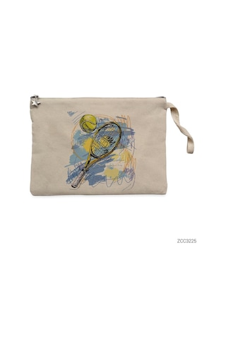 Zepplin Giyim Tennis World Clutch Astarlı Cüzdan / El Çantası Krem