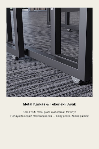 Mira Antrasit 4'lü Zigon Sehpa Takımı Tekerlekli İç İçe Sehpa Seti Çok Renkli