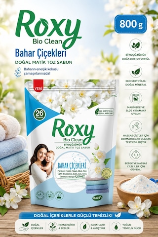 Roxy Bio Clean Bahar Çiçekleri Doğal Matik Toz Sabun 800 Gr 3 Adet