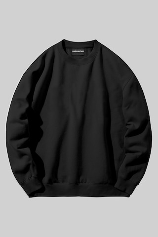 Harmandar Baskısız Unisex Siyah Bisiklet Yaka Sweatshirt Bisikletbaskısız