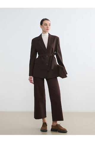 Lcw Modest Kahverengi Beli Kuşaklı Kadın Blazer Ceket