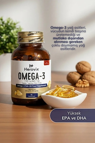 Omega 3 Balık Yağı 60 Softjel 1100 Mg Epa:396 Mg Dha:264 Mg