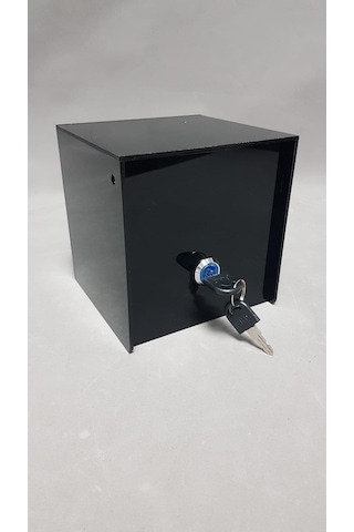 Kilitli Pleksi Masa Üstü Tip Box Bahşiş Kutusu Siyah 14x14xh13 Cm 1