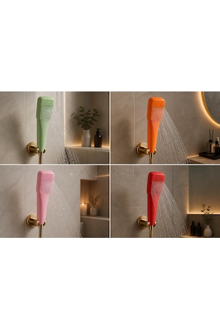 Muraytekno Shower Tıme Renkli Duş Başlığı Güçlü Su Akışı Modern Tasarım El Duşu Pembe