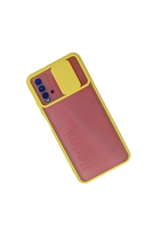 Newface - 268 - Xiaomi Redmi 9t Kılıf Palm Buzlu Kamera Sürgülü Silikon - Matxzngz - - Sarı