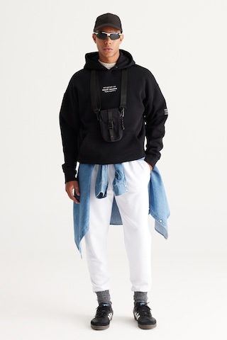 AC&Co / Altınyıldız Classics Erkek Sıyah Oversize Fit Bol Kesim Kapüşonlu İçi Polarlı Pamuklu Sweatshirt Siyah