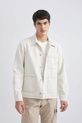 DeFacto Regular Fit Polo Yaka Keten Karışımlı Düğmeli Cepli Yazlık Gömlek Ceket B4529AX24SPBG307