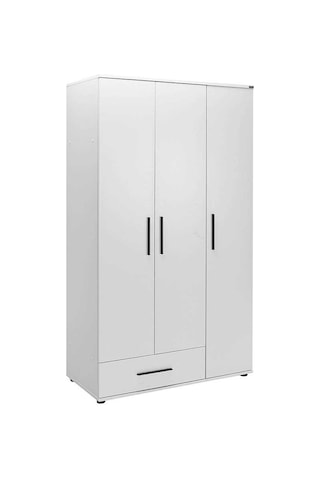 White 3 Kapaklı Tek Çekmeceli Gardırop-mat Beyaz 103x187x52 Cm Gxyxd