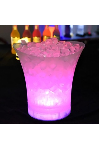 Pazly Çok Renkli Yeni Su Geçirmez Plastik Led Buz Kovası 5l Barlar Gece Kulüpleri 4 Renkli Led Işık Up Barlar Gece Partisi Şampanya Bira Kovası Çok Renkli