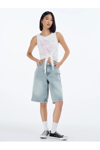 Tvoe Baskılı Yazıdan Belinde Dantel İle Bağlı Yazlık Askılı Üst 226125399 Beyaz