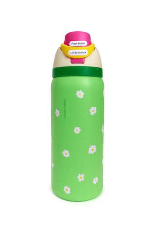 Owala 32 Oz 946 Ml Freesip Desenli Çift Katmanlı Paslanmaz Çelik Termos Kilitli Kapak Açık Yeşil