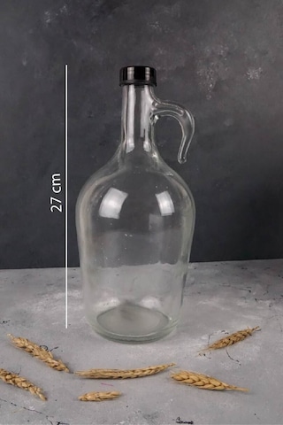 Dekoratif Cam Yumuşatıcı Şişesi 1500 Ml Siyah Kapaklı Şeffaf