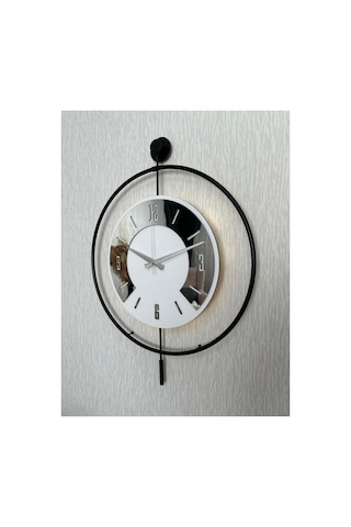Pey Aksesuar 50x70 Cm Metal Pleksi Ahşap Ve Işığın Muhteşem Uyumu Duvar Saati Dekoratif M54-siyah-beyaz-gümüspleksi