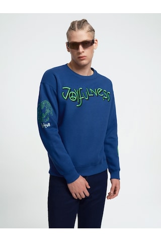 Oversize Erkek Sweatshirt Mavi
