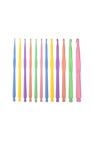Ayrex Aelike Plastik Tığ Kancası, Seyahat İçin, Ergonomik Set, Artritik Eller İçin, 12'li Paket 2 10 Mm Plastik