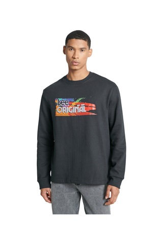 Lee Cooper Regular Fit Normal Kesim Bisiklet Yaka Şardonlu Siyah Sweatshirt Sİyah
