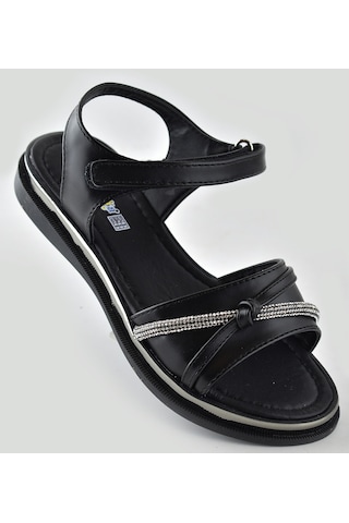 667e Ortopedik Taban Kız Çocuk Sandalet Terlik Düğün Abiye Gündelik Vetta Siyah