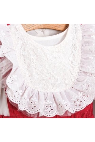 Cumino Kız Bebek Gömlekli Pantolonlu Tulum Takımı Cmn-3754 Kırmızı