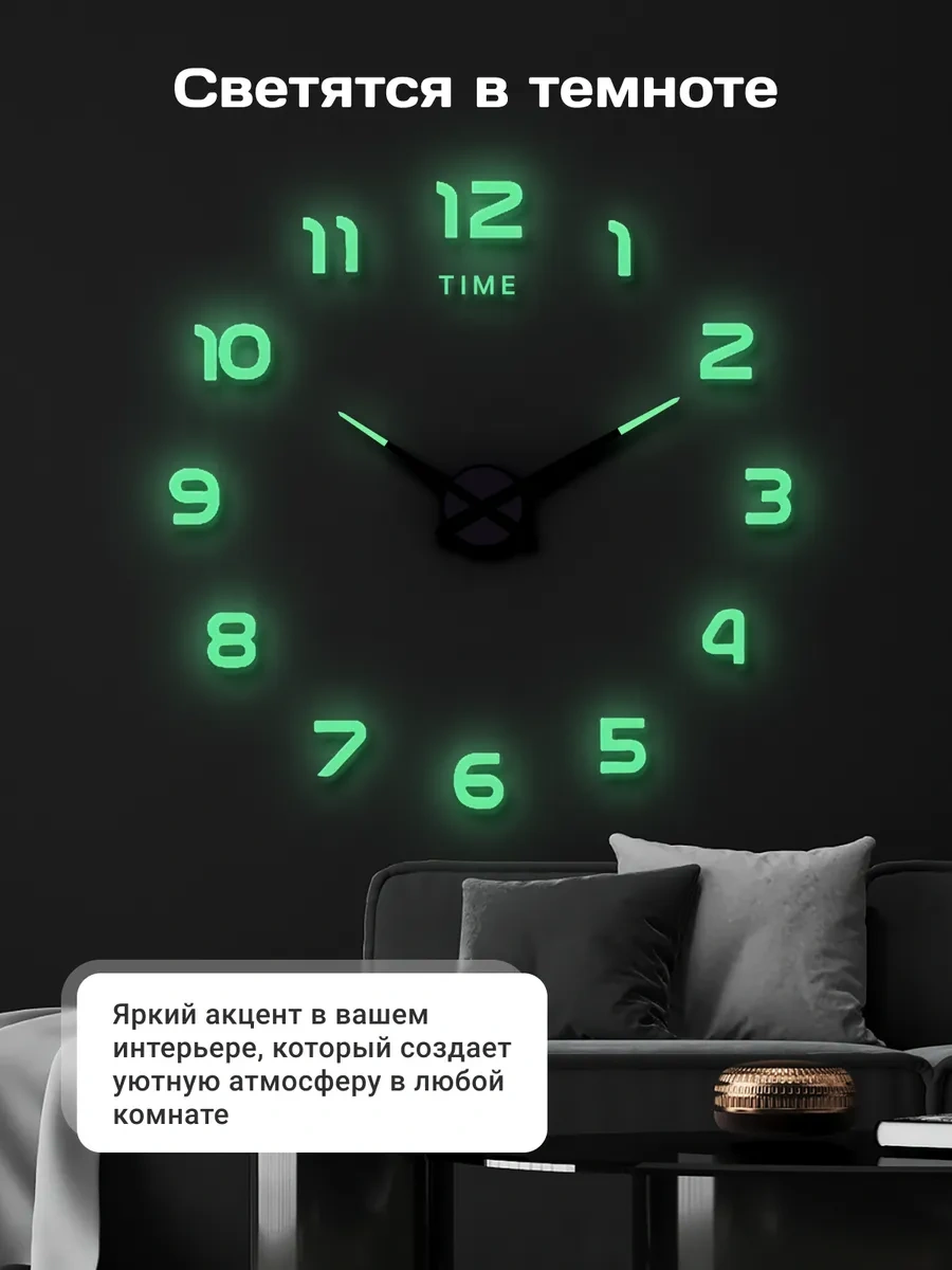 Artclock Karanlıkta Parlayan Rakamlarla İç Mekan Duvar Saati 263438405 Yeşil