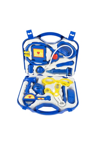 Doktor Diş Seti Oyuncak 10 Parça Çantalı Set Mavi