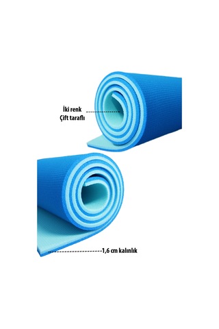 16 Mm Taşıma Askılı Çift Taraflı Iki Renk Kamp Pilates Minderi M Mavi