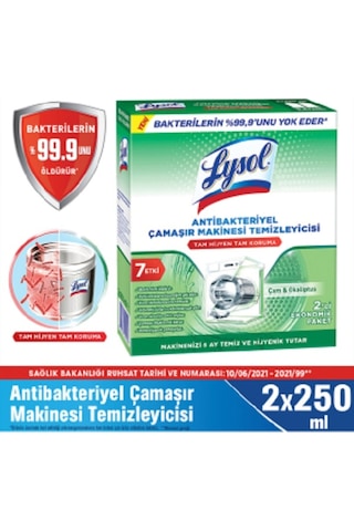 Lysol Antibakteriyel Çamaşır Makinesi Temizleyici Çam Ve Okaliptus Ferahlığı 2X250 Ml