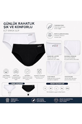 Tutku Elit 1351 Erkek İnce Bel Kemerli Slip Külot Rahat Esnek Günlük Kullanım 6 Lı Paket Beyaz