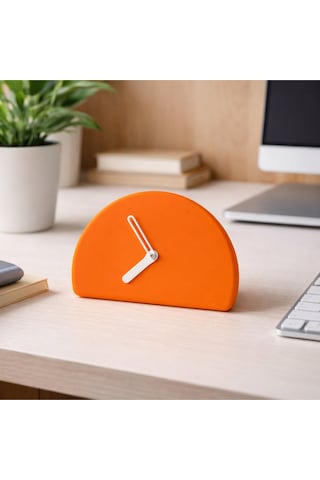Modern Minimalist Yarım Daire Masa Saati - 5 Renk Seçeneği Turuncu