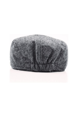 Külah Erkek Kasket Balıksırtı Flat Cap Termal Yün Şapka Gri