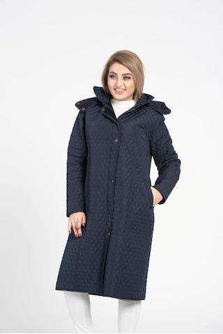 Vetre Kadın Kapitone Mont (105 Cm) Lacivert Büyük Beden 1018 Çok Renkli