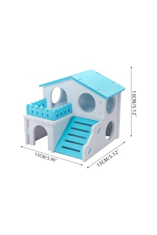 Yifomall "el Yapımı 2 Katlı Mavi Hamster Evi - Tırmanma Ve Saklanma Alanlı"