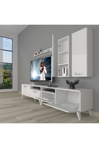 Decoraktiv Eko 5220d Slm Retro Tv Ünitesi Tv Sehpası Beyaz