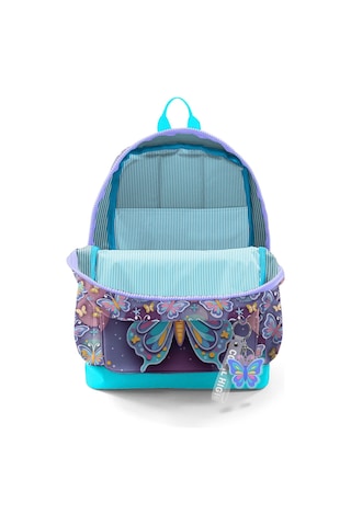 Coral High Kız Çocuk Pastel Renkli Kelebek Desenli İlkokul Sırt Çantası Dört Bölme 33206 Lila
