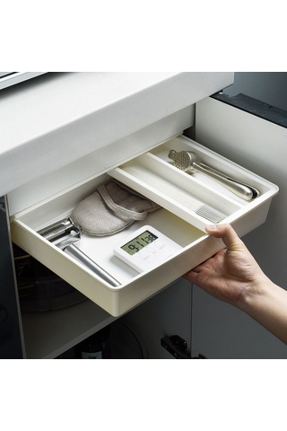 Fosenze Küçük Boy Beyaz Abs Oturma Odası Dolap Altı Çekmeceli Bölmeli Gereçleri Düzenleyici Saklama Kutusu Diğer