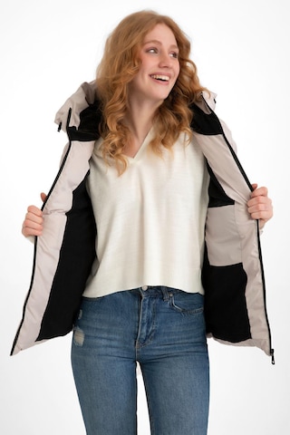 Kadın Kapüşonlu Polarlı Kürklü Su Geçirmez Rüzgara Dayanıklı Şişme Mont Kaban Parka Taş