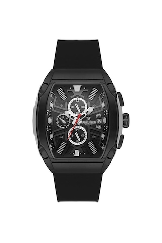 Daniel Klein Dk.1.14028-6 Exclusive Tüm Fonksiyonları Aktif Çelik Kaplama 3 Atm Suya Dayanıklı Silikon Kordonlu Siyah Erkek Kol Saati Siyah
