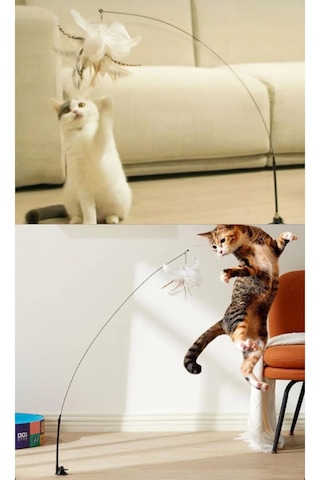 Tineke Yeni Vantuzlu Kedi Oyun Oltası Tüy Toplu Kedi Eğlence Oyuncağı