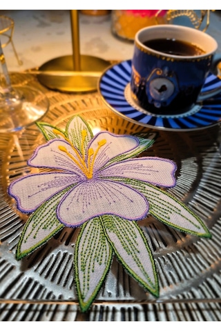 Agbtrend 2 Adet Mor Zambak Nakışlı Sunum Ve Kokteyl Peçetesi Çok Renkli