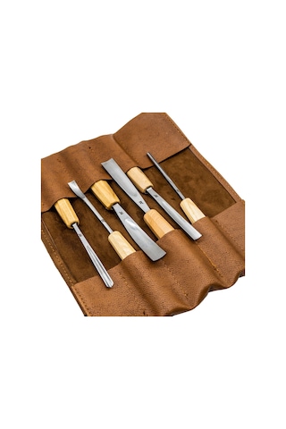 Rox Wood 0126 Deri Çantalı Premium Iskarpela Seti 6 Parça
